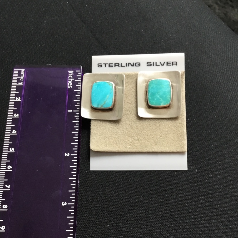 Turquoise & sterling square earrings